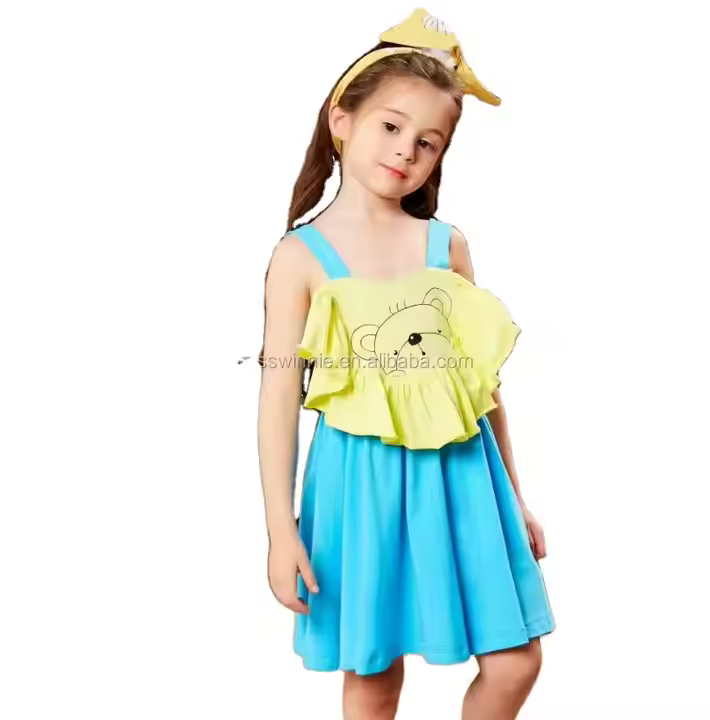 5-Year-Old Girls Summer Dress Quick-Dry Jersey Fabric 100% Cotton Breathable Baby Clothes with OEM Service