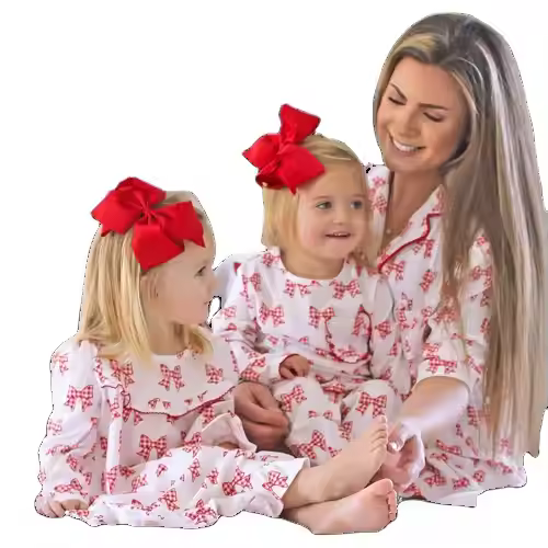 Family Pajamas Soft Cotton - Matching Pajamas Red Gingham Bow Print Pajamas
