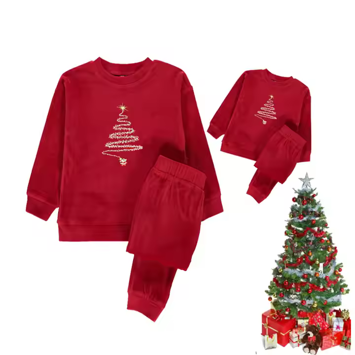 Newest Winter Velour Pajamas Set Fashionable Two Pieces for Baby Girls Boys for Family Christmas Matching Outfits for Children