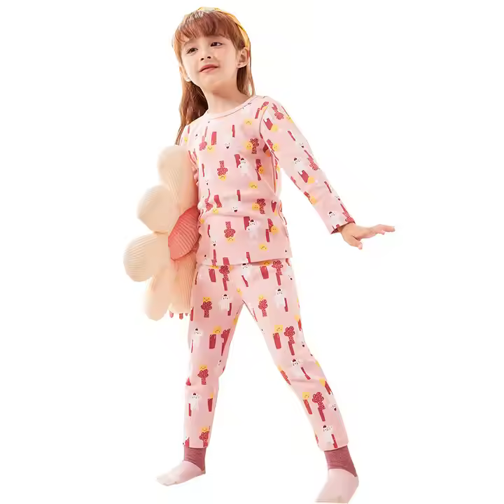 Guangzhou Cartoon Print Homewear Toddler Pajamas Set Kids Cotton Long Sleeve Girls Sleepwear Pajamas Girls Sleepwear