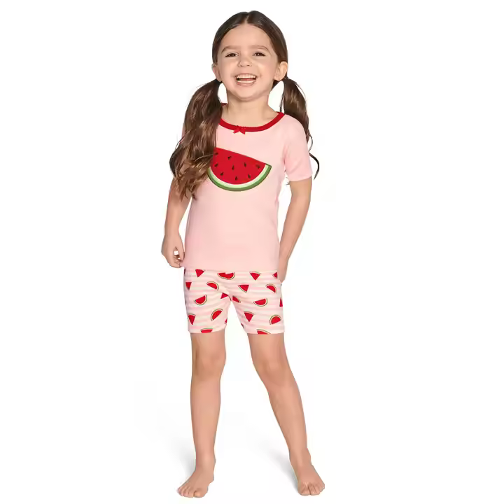 Customized Cotton Lovely Watermelon Printing Summer Two Piece Short Set Children Pajamas Kids Pajamas for Girls