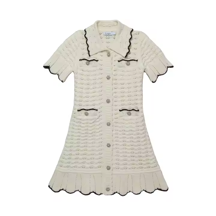 Hot New Design Girls Autumn Winter Sweater Dress With Trim Decoration High Quality Children Clothing OEM & ODM