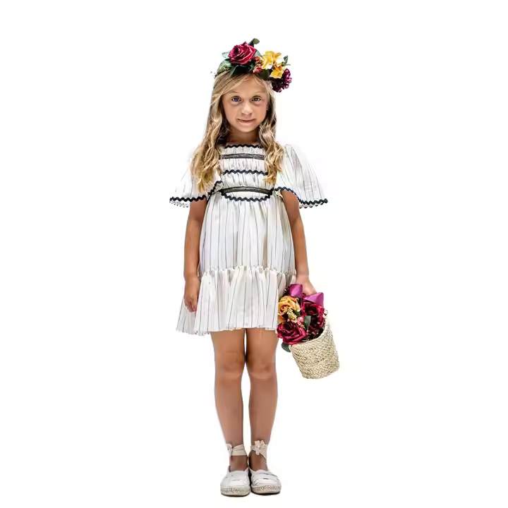 Hot Sales Wholesale Black and White Striped Girls' Skirts High-quality Custom Dresses 30-year Custom Children's Clothing Factory