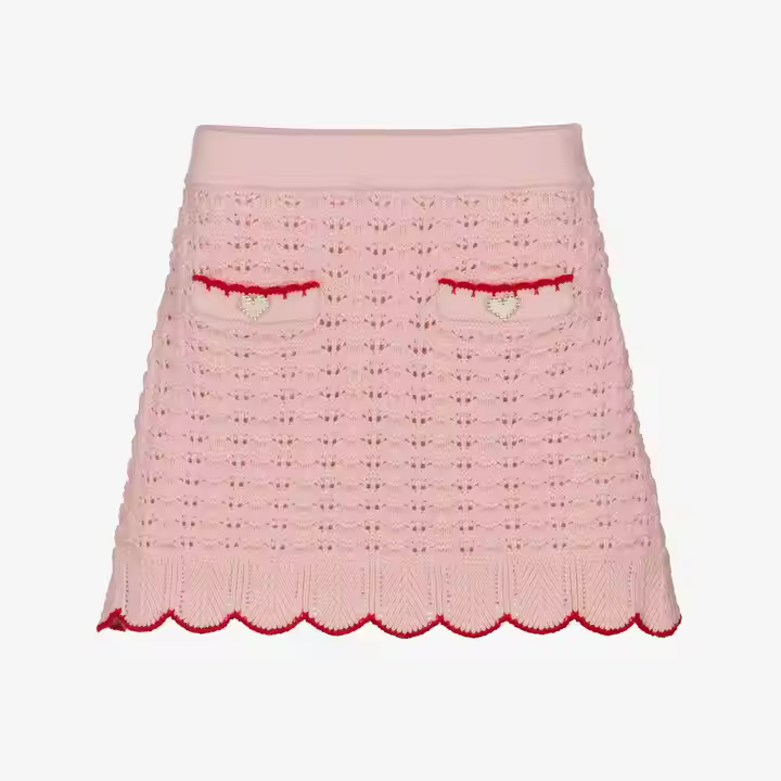 OEM ODM 100% Cotton Pointelle Mini Skirts for Girls Light Weight Summer Knitwear 2-Year-Old Child Short Skirt