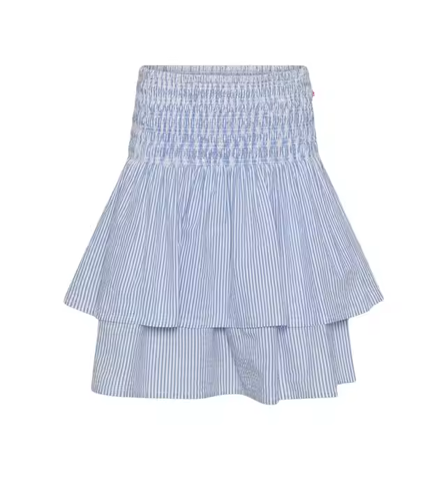 Factory Price Custom Kids Girls Summer Skirts Striped Cotton Two Tier Cake Smocking Skirt Casual Children Skirts