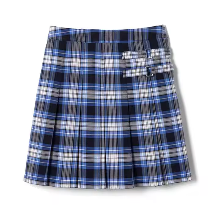 Wholesale Custom Children A-Line Fashion Skirt White Blue Plaid School Skirt for Kids Girls Custom
