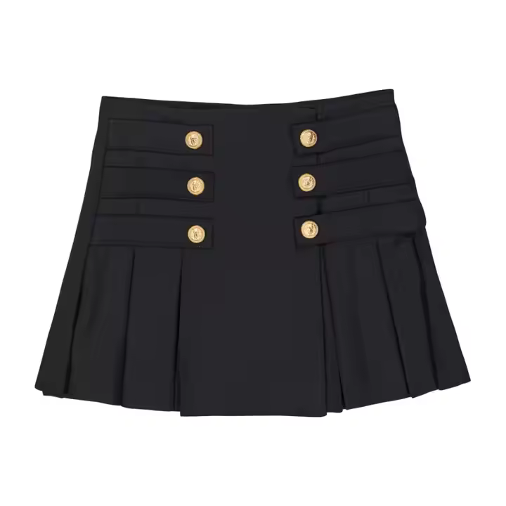 Children's Pleated Denim Skirt Knee-Length Plus Size for Ladies Plain Dyed for Girls' Wear
