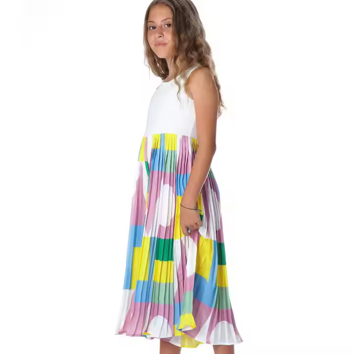 Striped Maxi Princess Dress for Teenage Girl Sustainable Summer Formal Style Age 12 to 14 With Leopard Pattern