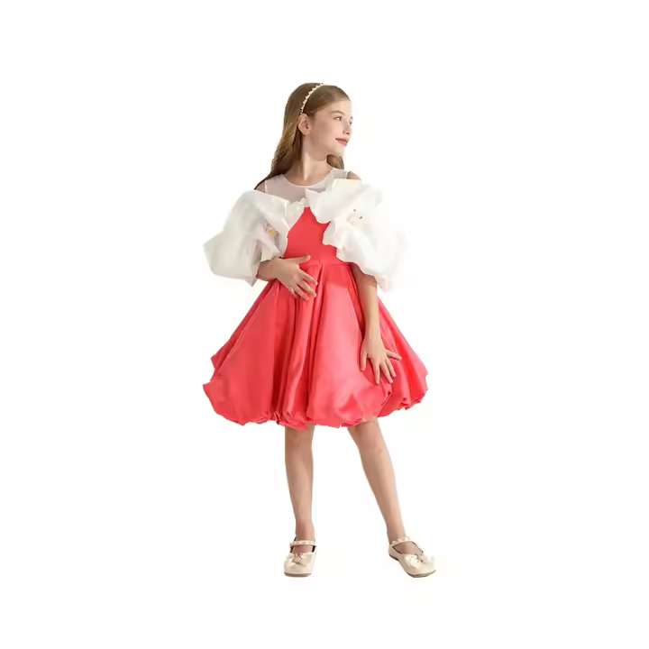 Special Occasion Dresses Party Dress Floral Sleeves For Girl Satin Colors Custom Guangzhou Factory