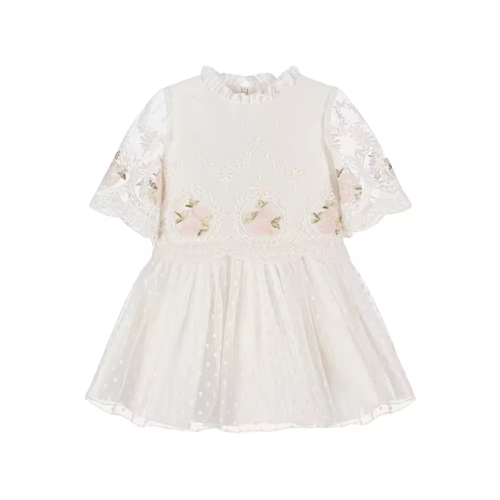 girls flower white dress