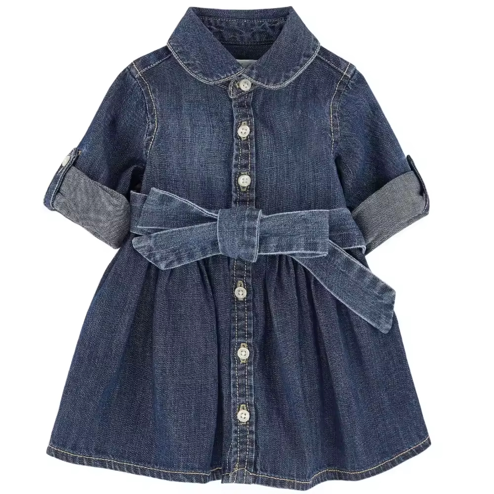 New Bestseller Launched High Quality New Model Children Denim Clothing Summer Girl Child Dress with Solid Pattern Leisure Wear