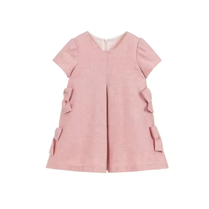 Guangzhou Wholesale Child Summer Cotton Blank Dresses Soft Kids pink Girls Cotton Woven Dresses