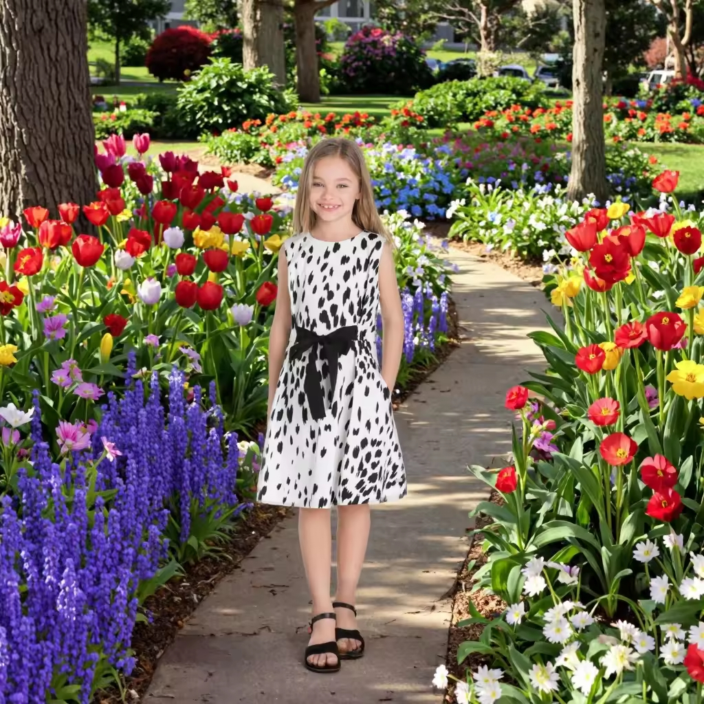 2025 New Style Kid's Summer Wear Woven Halter Dot Breathable Girl's Dress