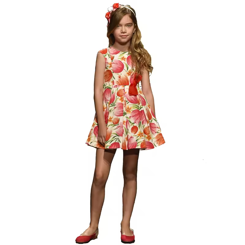 Fashion Floral Printed Party Dresses for 12 Year Girl Dresses