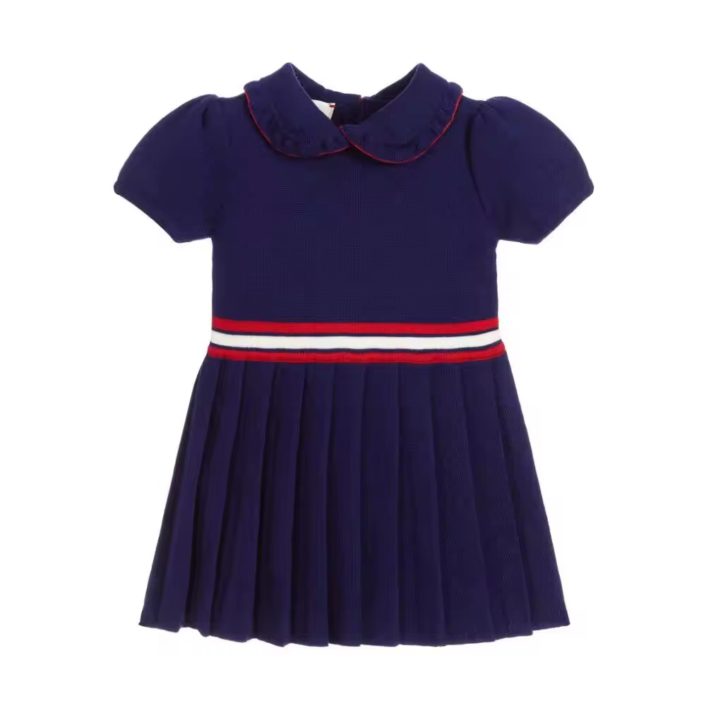 Private Label Brand European Style Kids Girls Clothes Child Baby Dress Model Kids Sweater Dress With Pleat