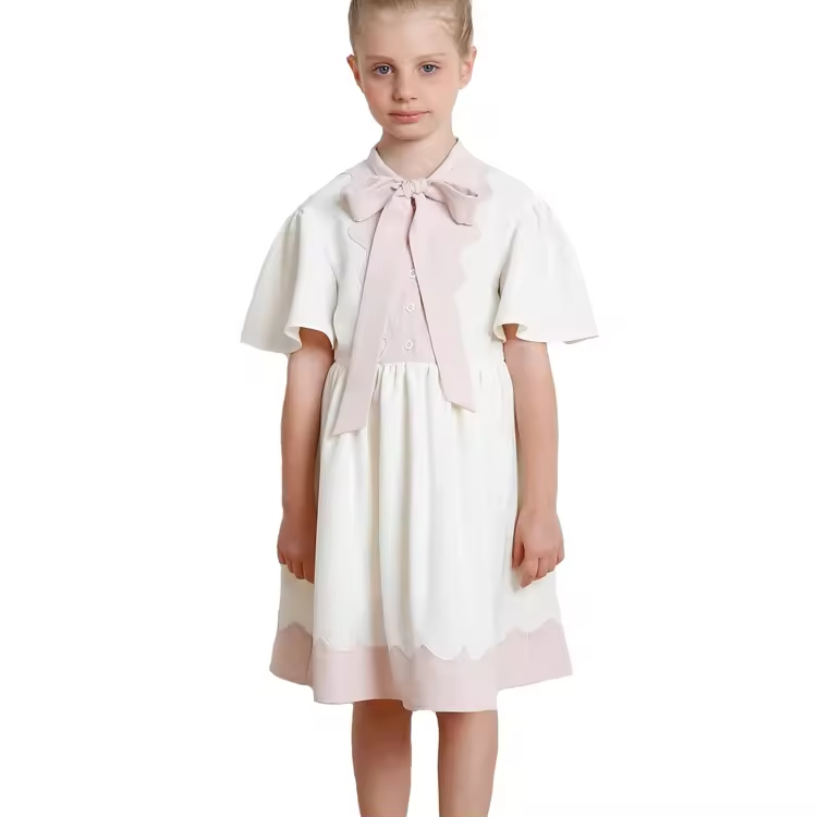 European Style New Design Simple Kids Summer Dresses Little Girl Cotton Dress for Girls